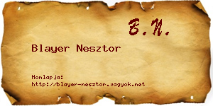 Blayer Nesztor névjegykártya